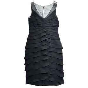 NWT Eliza J Illusion Mesh Tiered Black Cocktail Dress Size 4